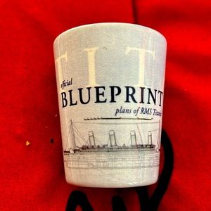 Titanic blue print shot glass